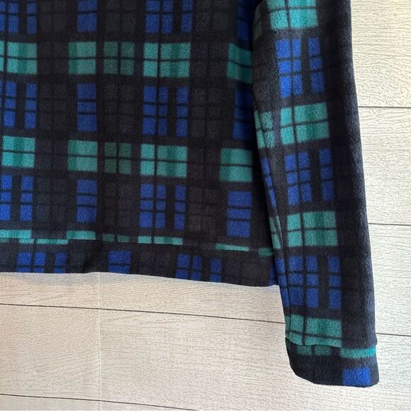 Dudley Stephens Plaid Park Slope Fleece Top Black Blue Green Mock Neck Small - Picture 5 of 12